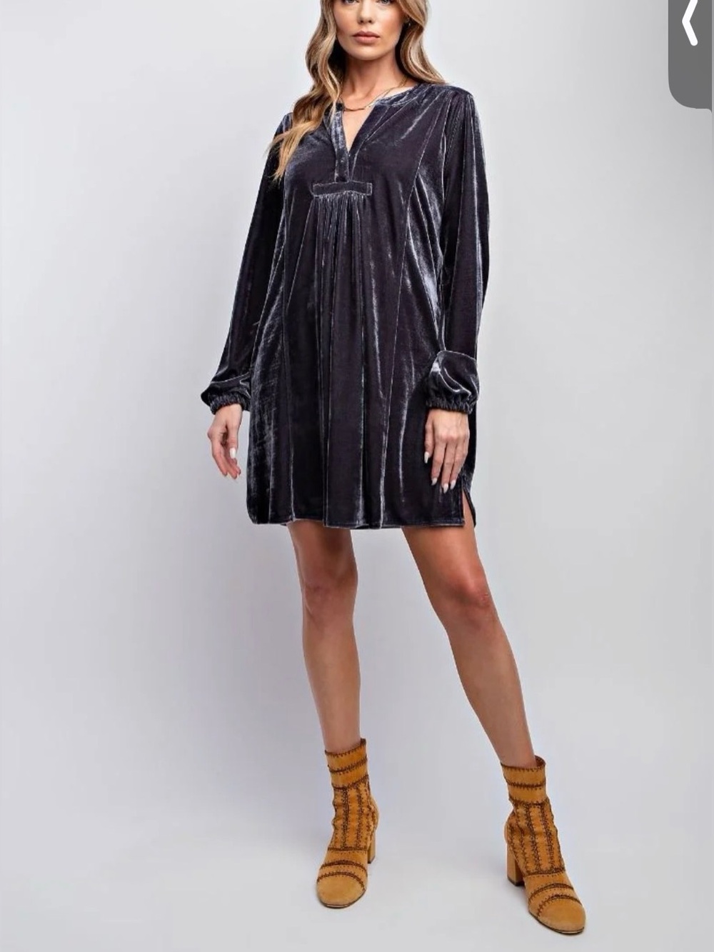 Indigo Soul Oversized Blue Gray Soft Velvet Boho Tunic/Dress Sz L NWT